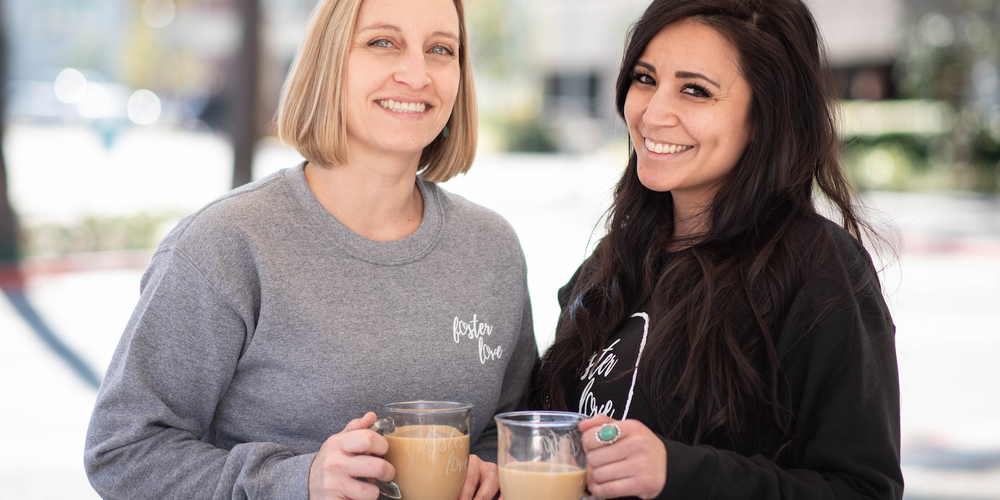 two beautiful women having coffee