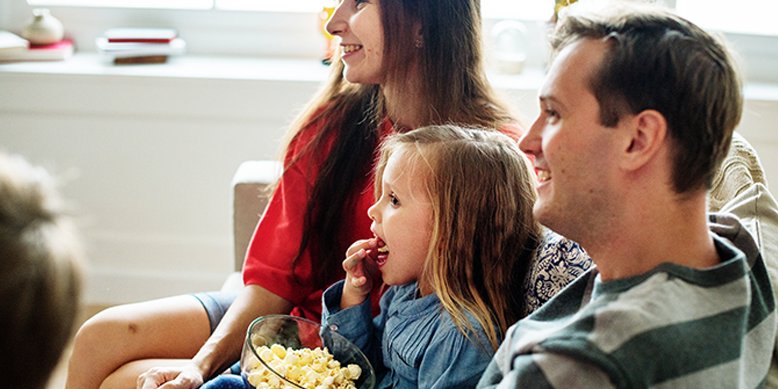 family watching movies