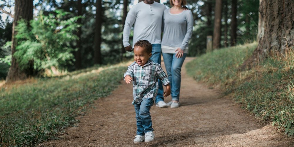 little boy out running