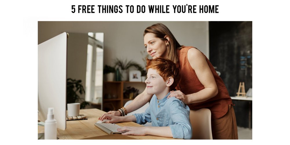 mother and her son in front of computer