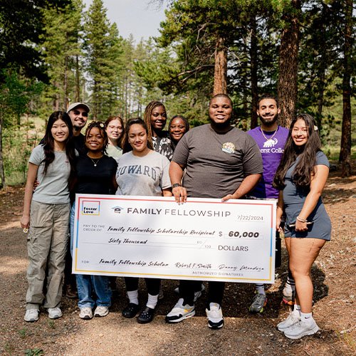 a group of students receiving scholarships for foster care students