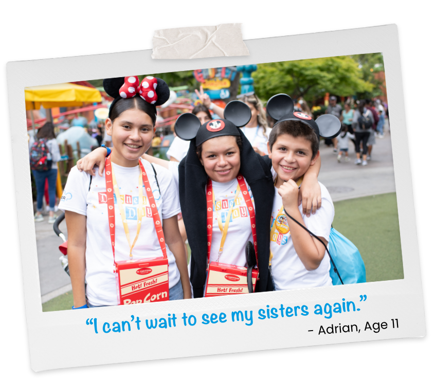 Three siblings enjoying the sibling reunification event.