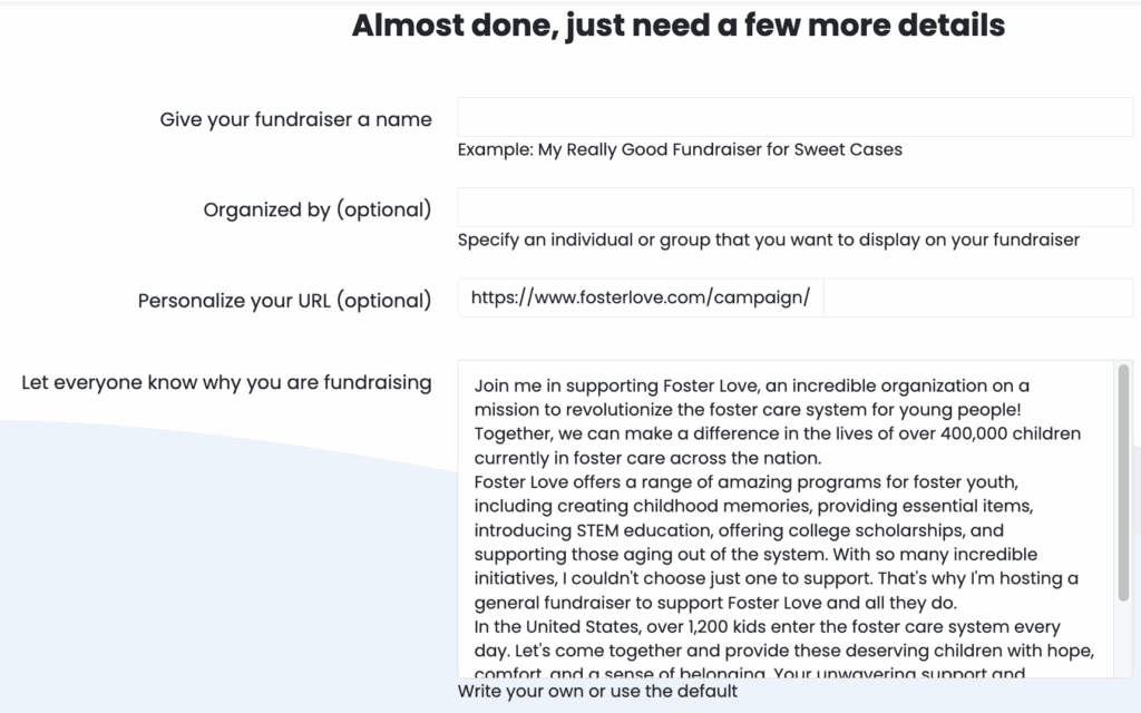 Customize your fundraiser