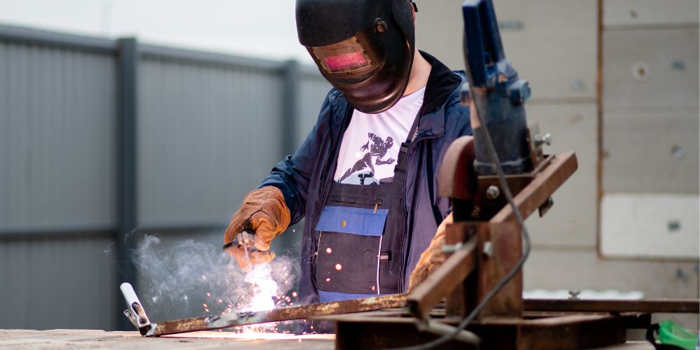 student at welding trade school