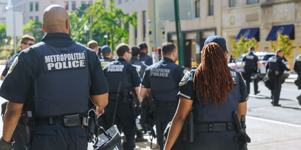 crowd of police officers