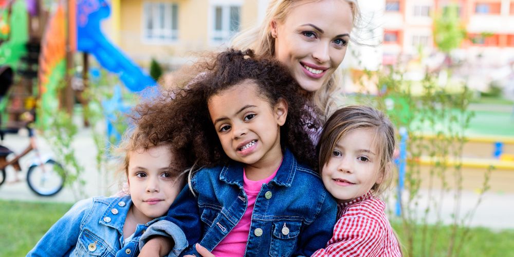 woman with her foster children