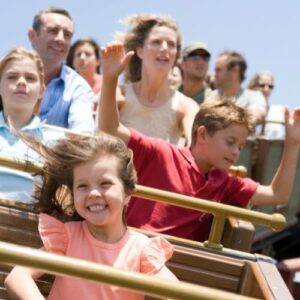 people on a roller coaster