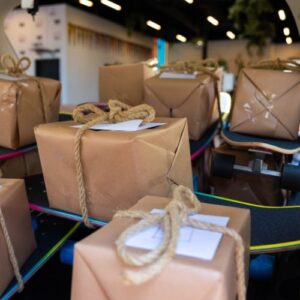 Boxes of foster care donations