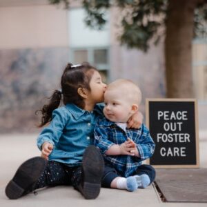 Two siblings on adoption day