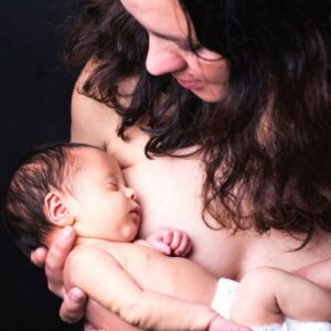woman doing skin to skin contact with a foster baby