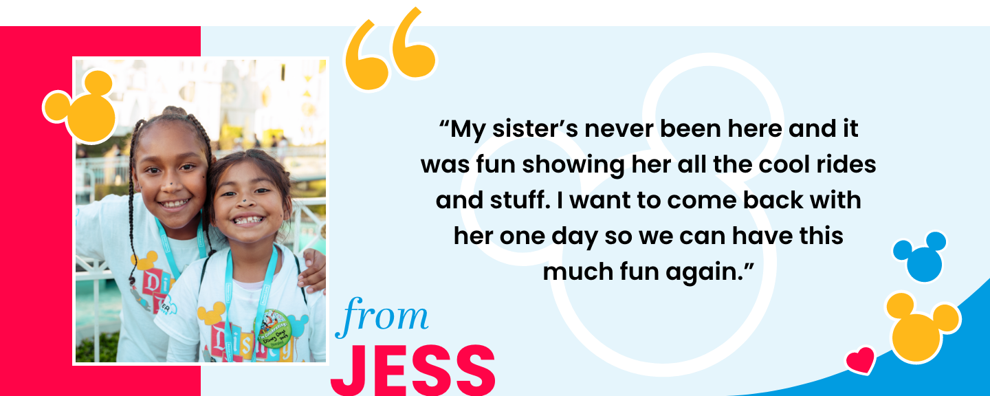 Jess's quote about her and her sister at Disneyland.