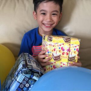 Eddy with a birthday gift