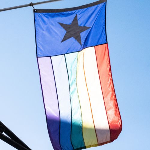 LGBTQ flag on texas